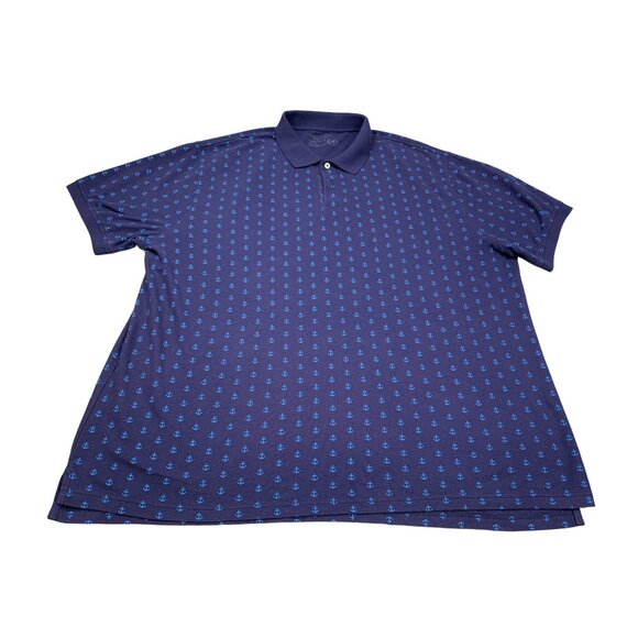 Saddlebred Mens XL Navy Polo Shirt With Blue Anchor Design - Picture 1 of 7